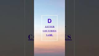 Discovering D Letter Countries | #learningworld  #shorts #youtubeshorts