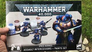 Warhammer 40K Space Marines Assault Intercessors and Paint Set