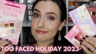 Too Faced Holiday 2023 Collection Review | Pop the Cork, Popcorn Balls + Warm & Spicy Pillow Balms