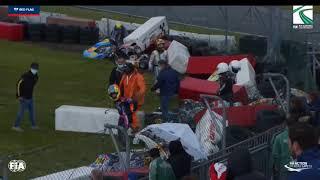 Massive crash 2021 FIA KARTING EUROPEAN CHAMP round 1 Genk