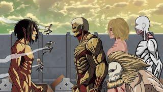 Eren, Levi, Mikasa, Armin vs Armored Titan, Female Titan, Jaw Titan, Warhammer Titan-Attack on Titan