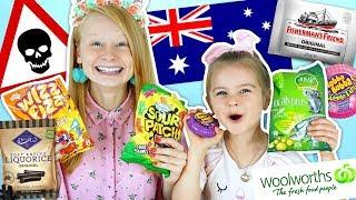 BRITISH KIDS TRY AUSTRALIAN CANDY!! ft. Sabre Norris & The Norris Nuts | Fizz Sisters