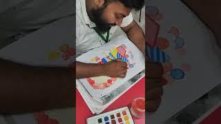 Our event management course student designing an event using primary color scheme