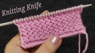 एक सलाई की बेहद आसान बुनाई, Easiest One Row Repeat, Criss Cross Rib Knitting Pattern