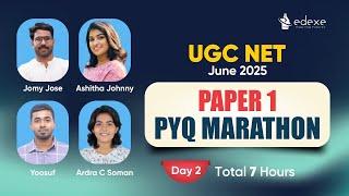 PYQ marathon | Paper 1| Day -2 | UGCNET/JRF/PhD | June 2025 | edexe learning