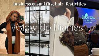 Glow Up Diaries Ep. 7 | Come With Me On A Work Trip! Business Casual Outfits, Hair & More