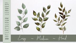 3 Ways to Paint Watercolour Leaves: Easy - Intermediate - Advanced