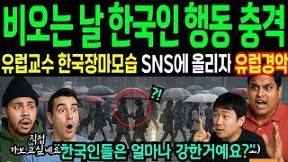 난생 처음 비 오는 한국 길거리에서 본 한국인들 장마 모습에 깜짝 놀란 유럽 폴란드 교수 충격