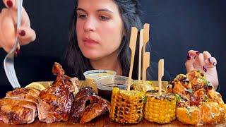 ROTISSERIE DUCK WITH CORN & BACON POTATO SALAD | MUKBANG | ASMR | EATING SOUNDS