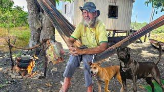 ISOLADO na SELVA SEM ENERGIA, VIVENDO COM ANIMAIS EM SUA CASA, SOZINHO na FLORESTA AMAZÔNICA