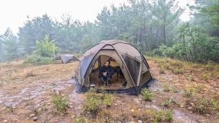 We Got Drenched Camping in the Non-Stop Heavy Rain - Camping in a Rain and Thunder Storm with My Dog