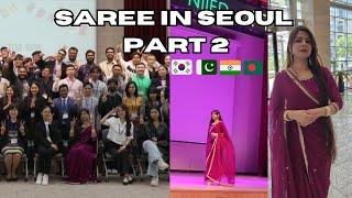  Saree in Seoul Part 2 | wore saree at NIIED event and performed a walk #koreanreaction #saree