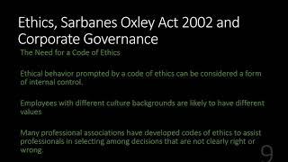 Sarbanes-Oxley and Corporate Governance
