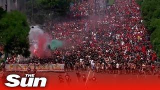 Thousands of football fans march to Hungary's Euro 2020 clash against France