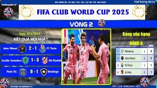 VÒNG 2 FIFA CLUB WORLD CUP 2025; BẢNG XẾP HẠNG, KẾT QUẢ BẢNG A,B NGÀY THI ĐẤU 20/6/25