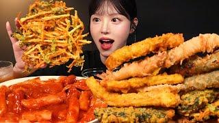 King-sized Crunchy Fritters and Spicy Tteokbokki Mukbang ASMR