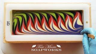 Narrated Taiwan Circling Swirl, Cold Process Soap Making (Technique Video #13)