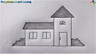 How to draw a House  Ghar Drawing  My Home