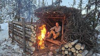 3 Days in Arctic Survival Shelter - Solo Bushcraft Camping & Blacksmithing.