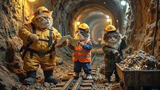 Hardworking Miner Cats: From Dusty Tunnels to Light ️Cats Do Human Things