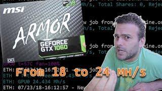 Overclocking my GeForce GTX 1060 6gb for mining Ethereum