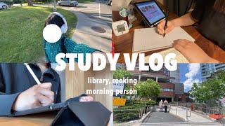 #54(ENG) 朝5時半起きして勉強する留学生VLOG| 自炊生活| study, library, morning person