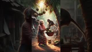grandmother and monkey planted the coconut tree#shorts#ai