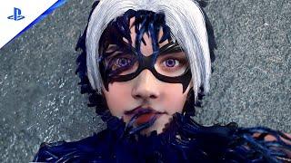 Marvel's Spider-Man 2 Peter's Lowenthal Transforms Into Black Cat Blue Symbiote Full Transformation