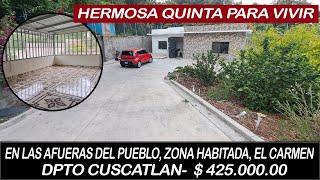 VENDO QUINTA EN EL CARMEN, CUSCATLAN, 1700 V2 DE TERRENO INF +503 7808-9816