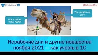  Нерабочие дни и другие новшества ноября 2021 — как учесть в 1С (запись эфира от 10.11.2021)