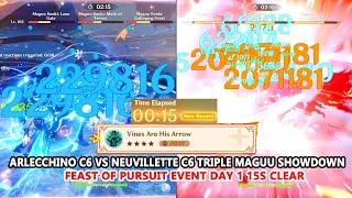 Feast of Pursuit Event Day 1 15s Clear - Arlecchino C6 vs Neuvillette C6 Triple Maguu Showdown