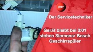 Gerät bleibt bei 0:01 stehen Siemens/ Bosch Geschirrspüler ( Zusammenfassung) Der Servicetechniker