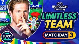 EURO FANTASY MATCHDAY 3: MY LIMITLESS/WILDCARD TEAM! | Transfers and Strategy for MD3 | EURO 2024