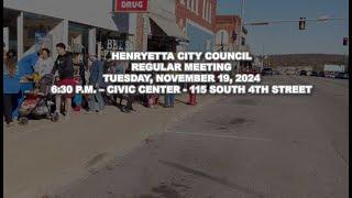 Henryetta City Council Meeting  November 19 6:30PM