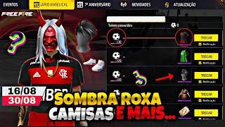 URGENTE!! ESCOLHA SUA SKIN, CAMISAS DE TIMES BRASILEIRO? SOMBRA ROXA 2.0 E MAIS, NOVIDADES FREE FIRE