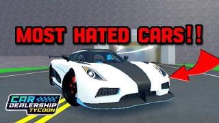 THE MOST HATED CARS IN Car dealership tycoon!! | Mird CDT