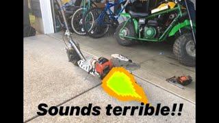 49cc 2 STROKE SCOOTER GETS STRAIGHT  PIPED!! (Again)