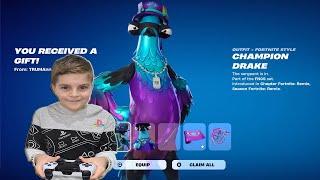 Gifting My 11 Year Old Kid NEW FNCS Fortnite Skin & EXPENSIVE Kicks Unlocking CHAMPION DRAKE Bird