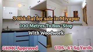 3 Bhk Flat For Salle In Miyapur  || Reasonable Price || Woodwork || GHMC || Code: PAR- 782 ️