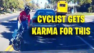 CYCLIST MAKE A STUPID MOVE | Idiots In Cars, Road Rage, Brake Check, Idiot Driver Driving fail 2024