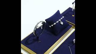 Gold Metal Navy Blue Velvet  Jewelry Display Trays