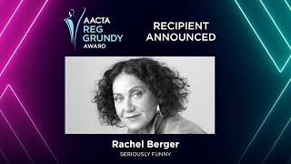 Grant Denyer presents the 2024 AACTA Reg Grundy Award to Rachel Berger