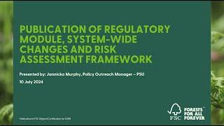 Introducing FSC's Regulatory Module and system-wide change - Webinar July 17