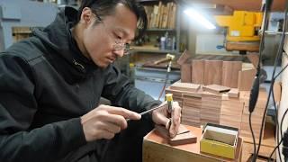 日本の木製カードケース製造の秘技。一人の職人が名刺入れを作り上げるプロセス。