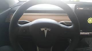 Опции левой кнопки на руле Tesla Model Y и Tesla Model 3.