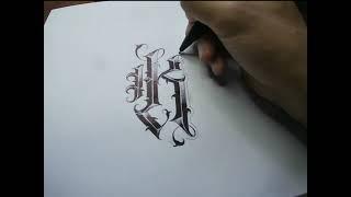 Lettering tatuaje abecedario, Time lapse letra K (Tattoo lettering alphabet)