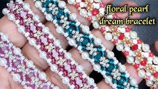 Floral pearl dream bracelet/ beads jewelry making/ DIY pearl bracelet/ beading tutorial