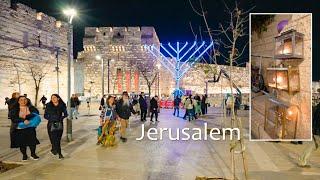 The glow of Hanukkah candles in Jerusalem. From the Western Wall to the city center.