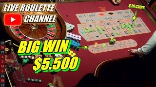  LIVE ROULETTE | BIG WIN 5.500 In Casino Las Vegas  $25 Chips Inside Session  2025-01-04