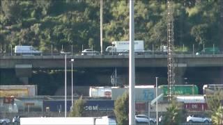 Barcelona, Spain freeway traffic on the B-10 Motorway near the Harbor